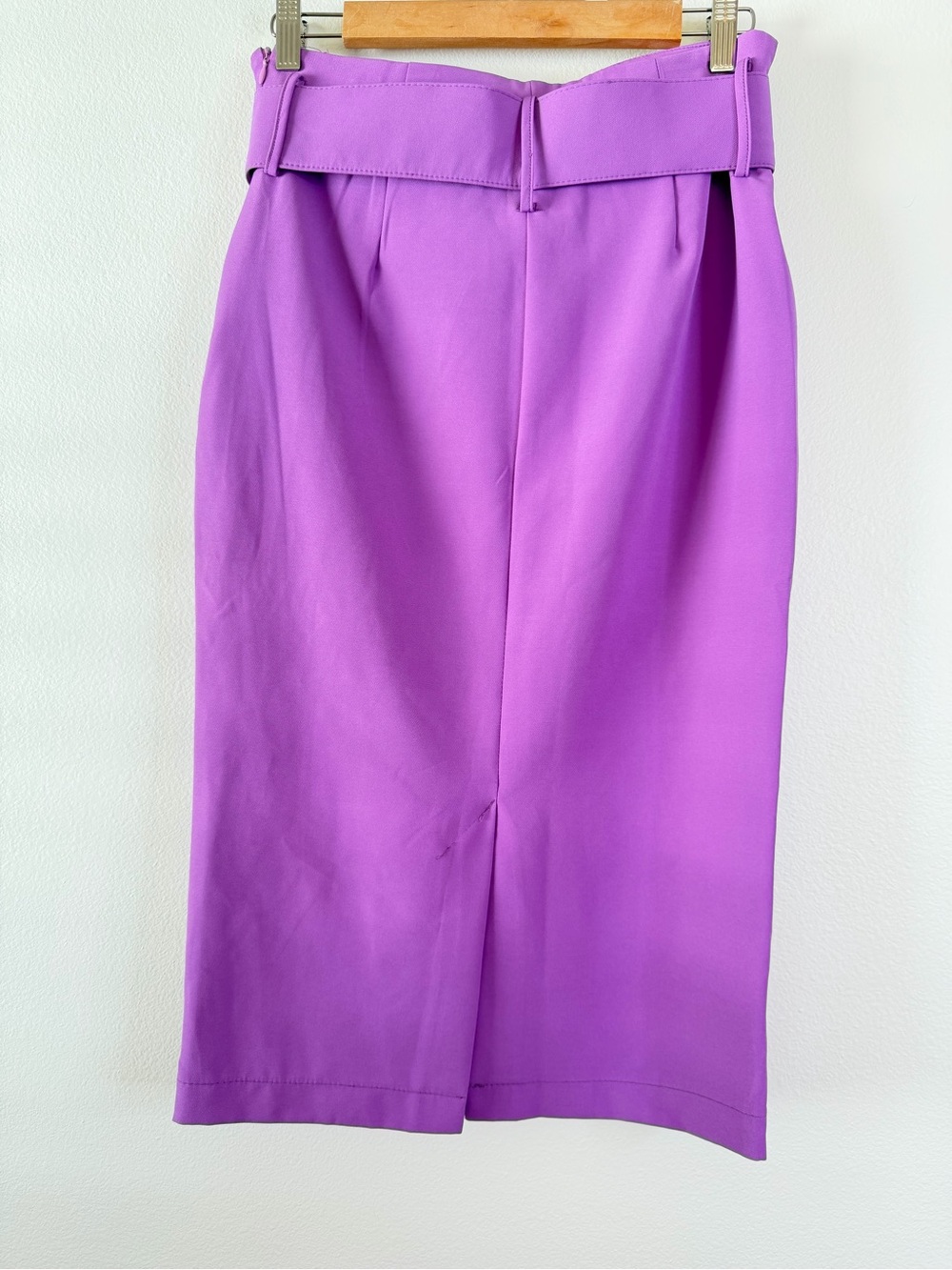Tea & Cup Purple‎ Belted Midi Pencil Skirt Size M Office Chic Career Wear - Picture 3 of 10